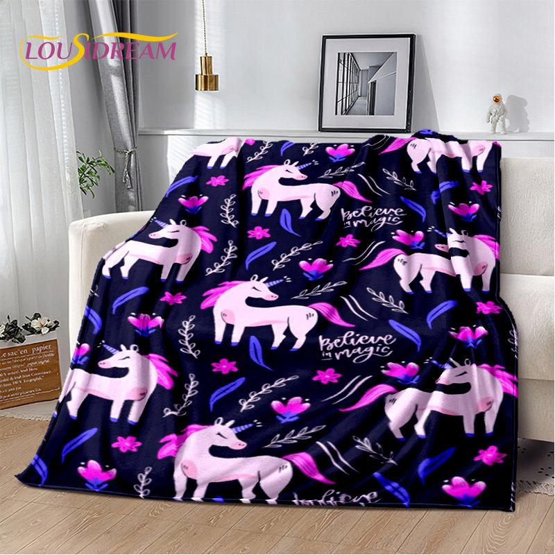 Cartoon Cute Unicorn Soft Plush Blanket,Children's Flannel Blanket Throw Blanket for Living Room Bedroom Bed Sofa Picnic Cover