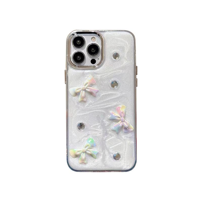 Popular White Flash Glue Phone Case for IPhone17 Promax Bow for Apple 15 Color Love Super Hot