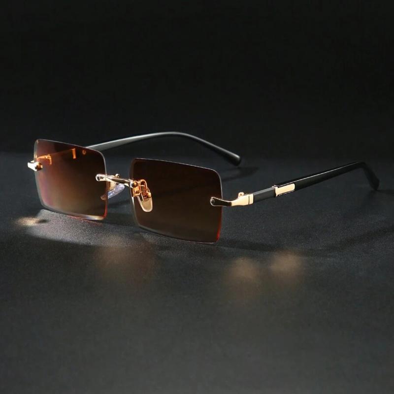 Rimless Sunglasses Rectangle Women Men Shades Small Square Sun Glasses For Female Male Beach Vacation Travel  Eyewear