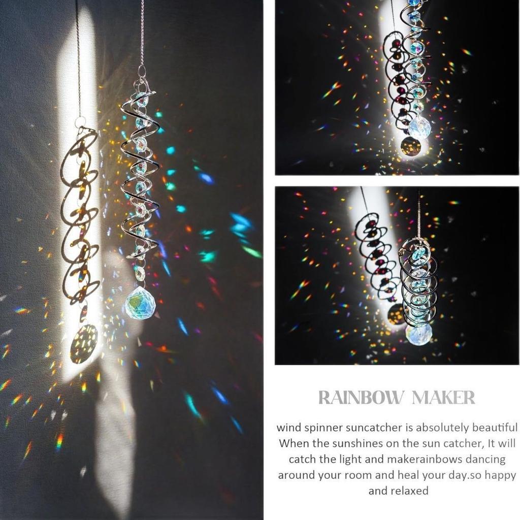 Sun Catcher Wind Chime Rainbow Manufacturing Crystal Pendant Gaze Ball Spiral Tail Wind Rotating Stabilizer Suspension
