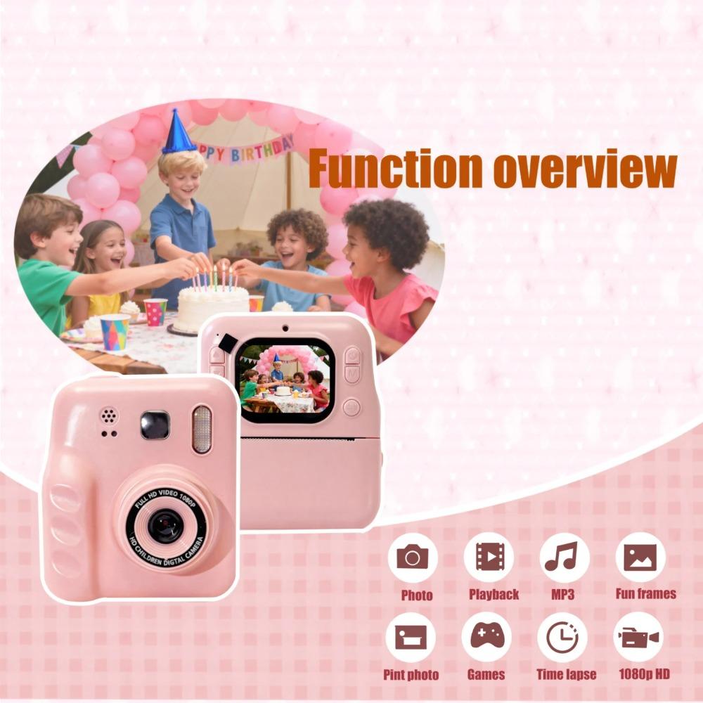 Kinder-Thermodruckkamera, Kann Fotos machen und Videos aufnehmen, Mini Tragbares Lernspielzeug für Schüler/Polaroid-Kamera, Sofortbild
