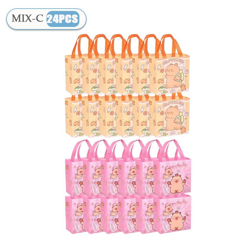 1-48PC Reusable Capybara Cartoon Tote Bag Foldable Gift Bag for Birthday Party Graduation Event Accessories Ideal Christmas Gift
