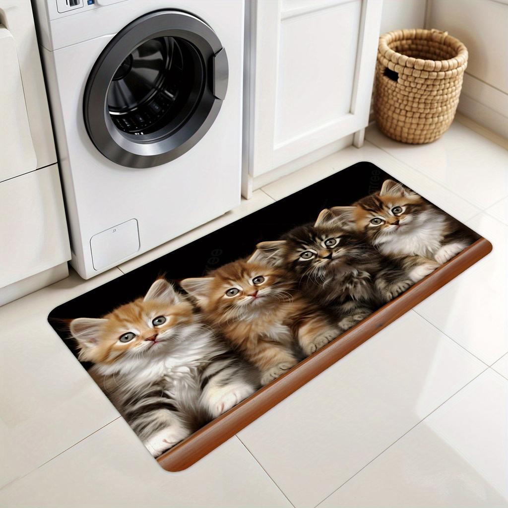 1 Stück Katzenmuster Küchenteppich Rutschfeste Fußmatten Pop-Design Badezimmerteppich Badematte Teppich für Zuhause Spüle Wäsche Dekor