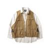 Men's Waistcoat Jacket Multi-Pocket Amekaji Plus Size Vest Mountain Outdoor Camping Fan Can Frock Vest