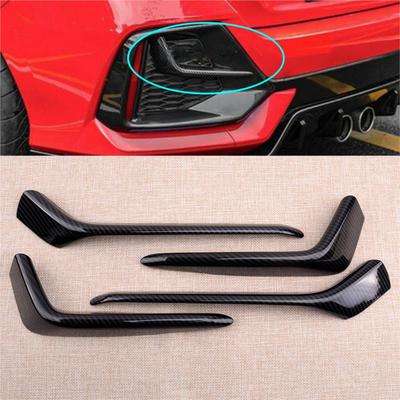 Front & Rear Fog Light Trims Bumper For Honda Civic Hatch 2020 2021 Carbon Fiber Look