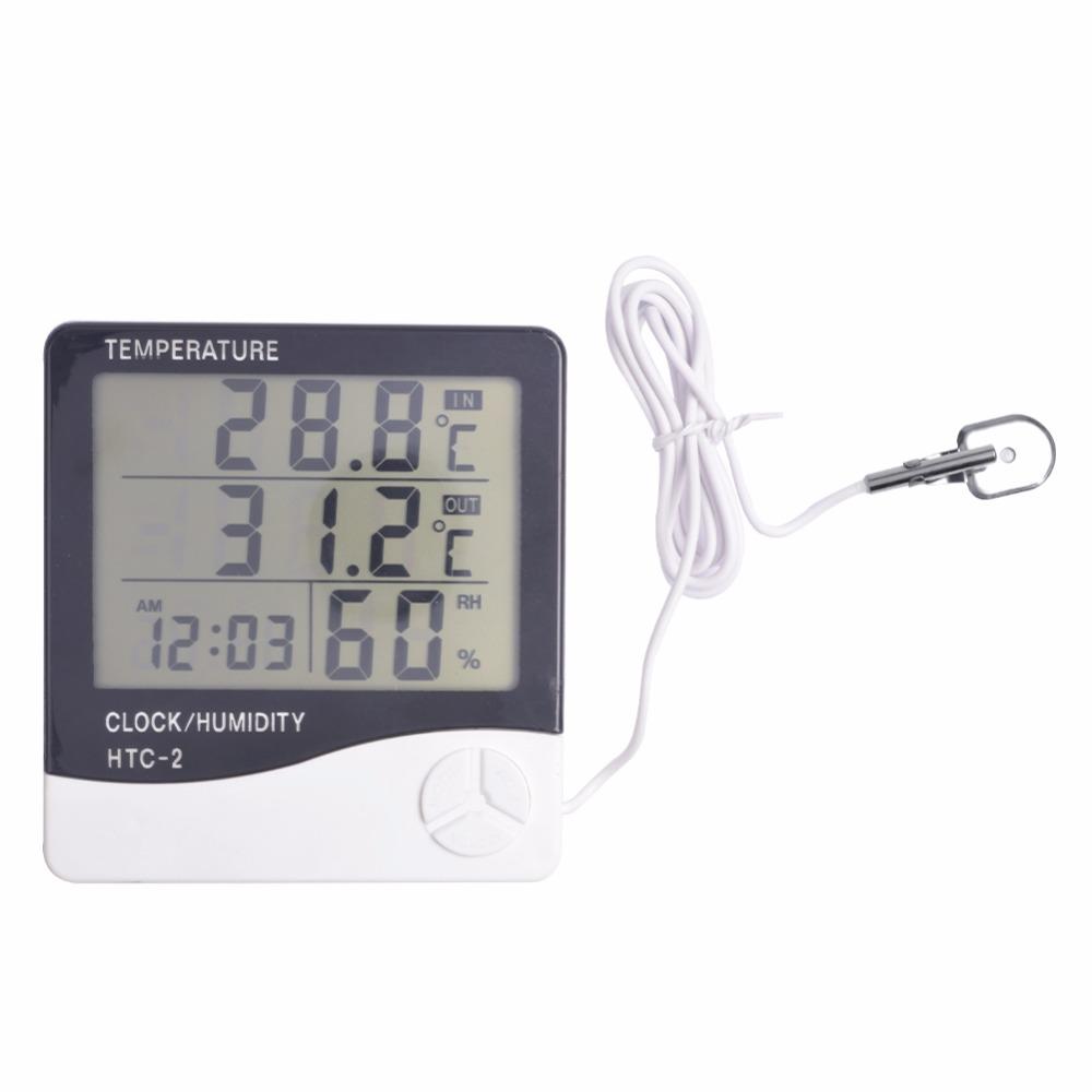 LCD Digital Thermometer Hygrometer Weather Station Wireless Temperature Humidity Tester Indoor Outdoor Probe Clock Alarm 0.1C