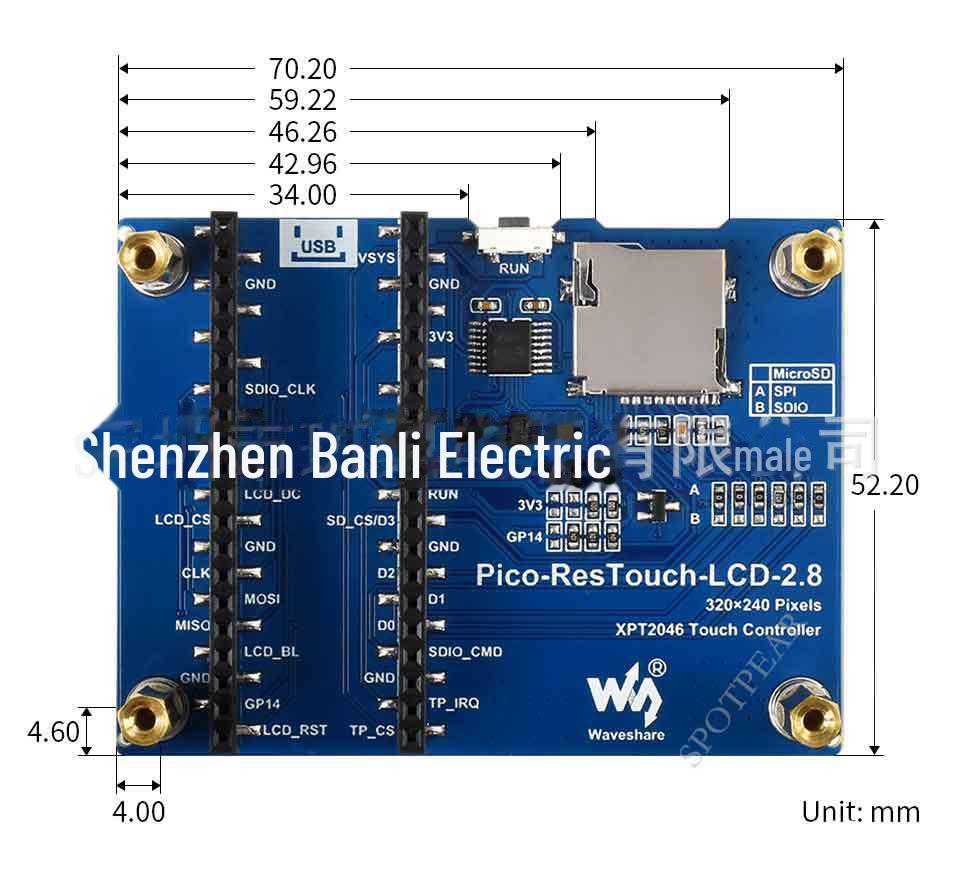 Raspberry Pi Pico 2.8" Touchscreen LCD Module, 320x240.