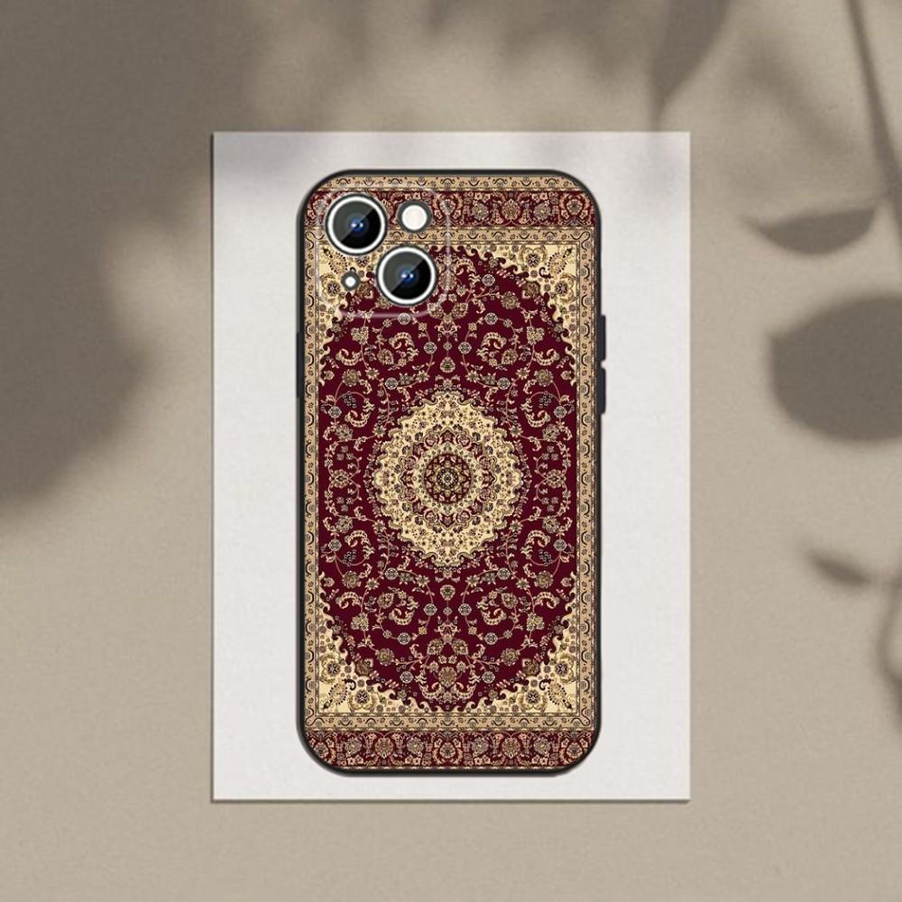 Persian Carpet Floral Pattern Phone Case For Apple iPhone 15,14,13,12,11,XS,XR,X,8,7,Pro,Max,Plus,mini Silicone Black Cover