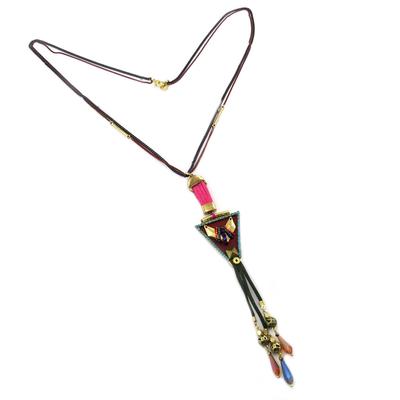 [P8448] - Multicolored 'Altai' Designer Long Necklace - 50 Cm - 19 Cm Pattern