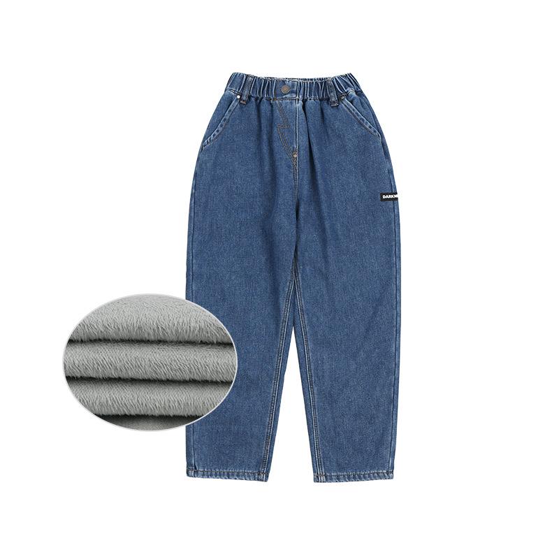 

Джинсы повседневные DK Kids Autumn/Winter с бархатной подкладкой - унисекс, прямые брюки для детей 150