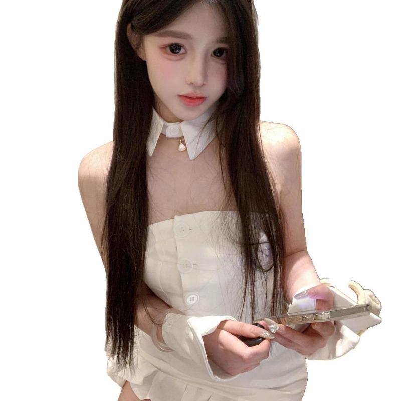 Sexy Lingerie Hottie Sexy Tube Top Short Top Ruffle Edge Splicing Hip Skirt Bunny Cosplay Woman