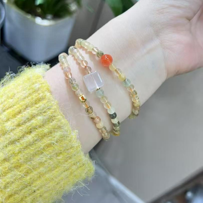 Natural Phantom Quartz Multi-Gem Bracelet: Stylish & Versatile Crystal Jewelry for Women