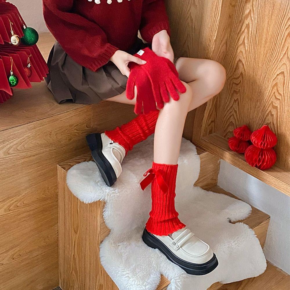 Harajuku Knitted Leg Cover Lolita Red Leg Socks Fashion Jk Leg Warmers  Streetwear