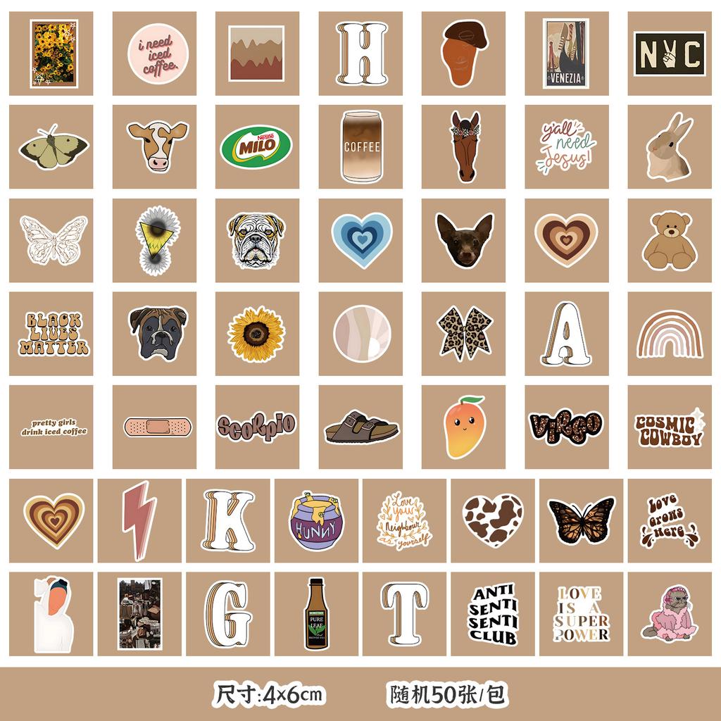 50 Pictures of Non-repeat Cute Style Graffiti Stickers Mobile Guitar Decoration Waterproof Stickers Children DIY Hand Account Stickers