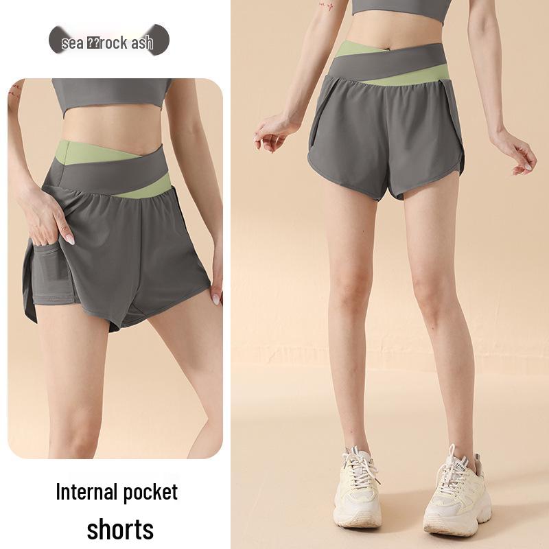 Women's 2025 High-Waisted Sports Shorts with Pockets - Hip-Lifting, Anti-Exposure, Loose Fit for Running & Yoga