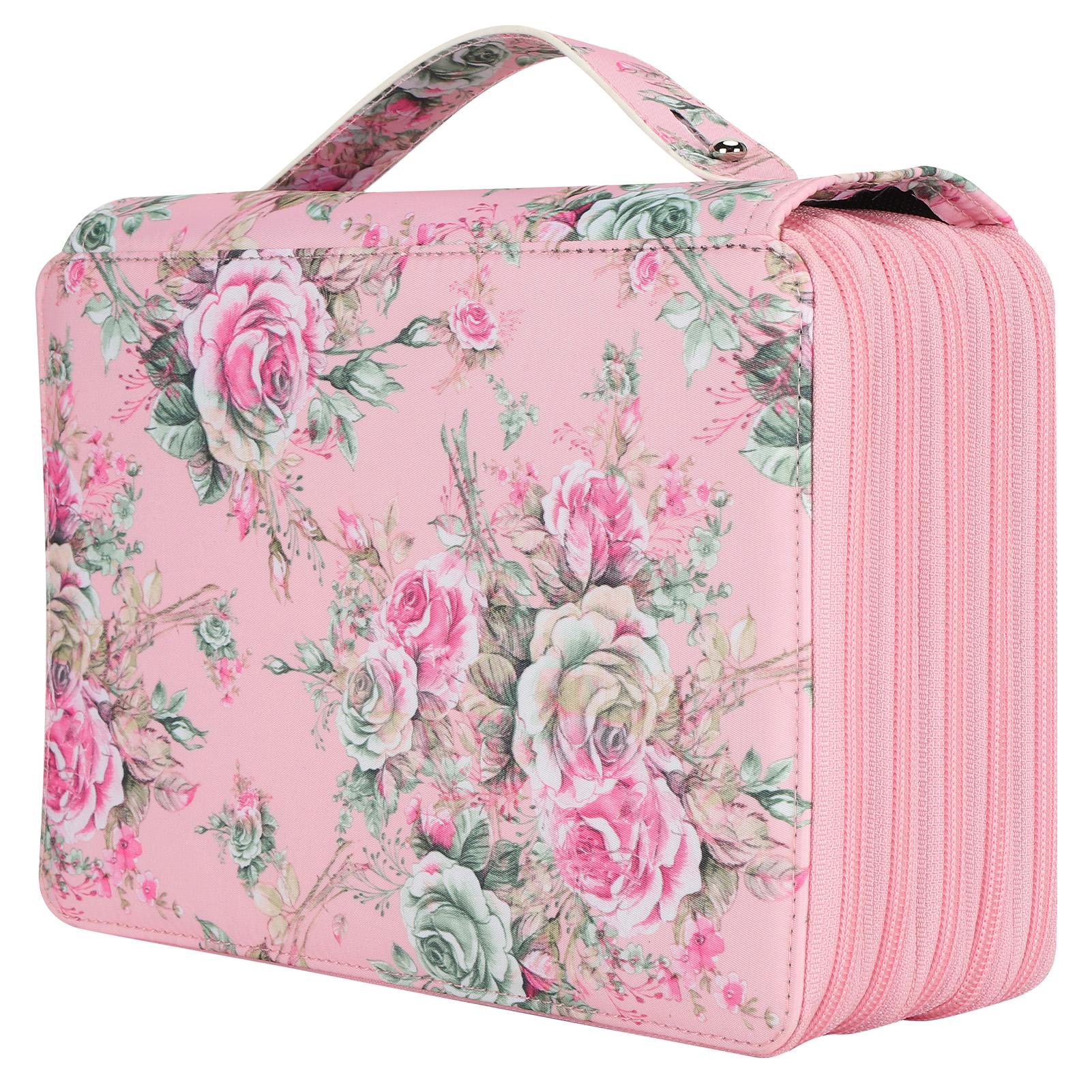 

Пенал с принтом роз, многослойный, на молнии, 252 отделения, портативный держатель для ручек, карман для хранения(бежевый