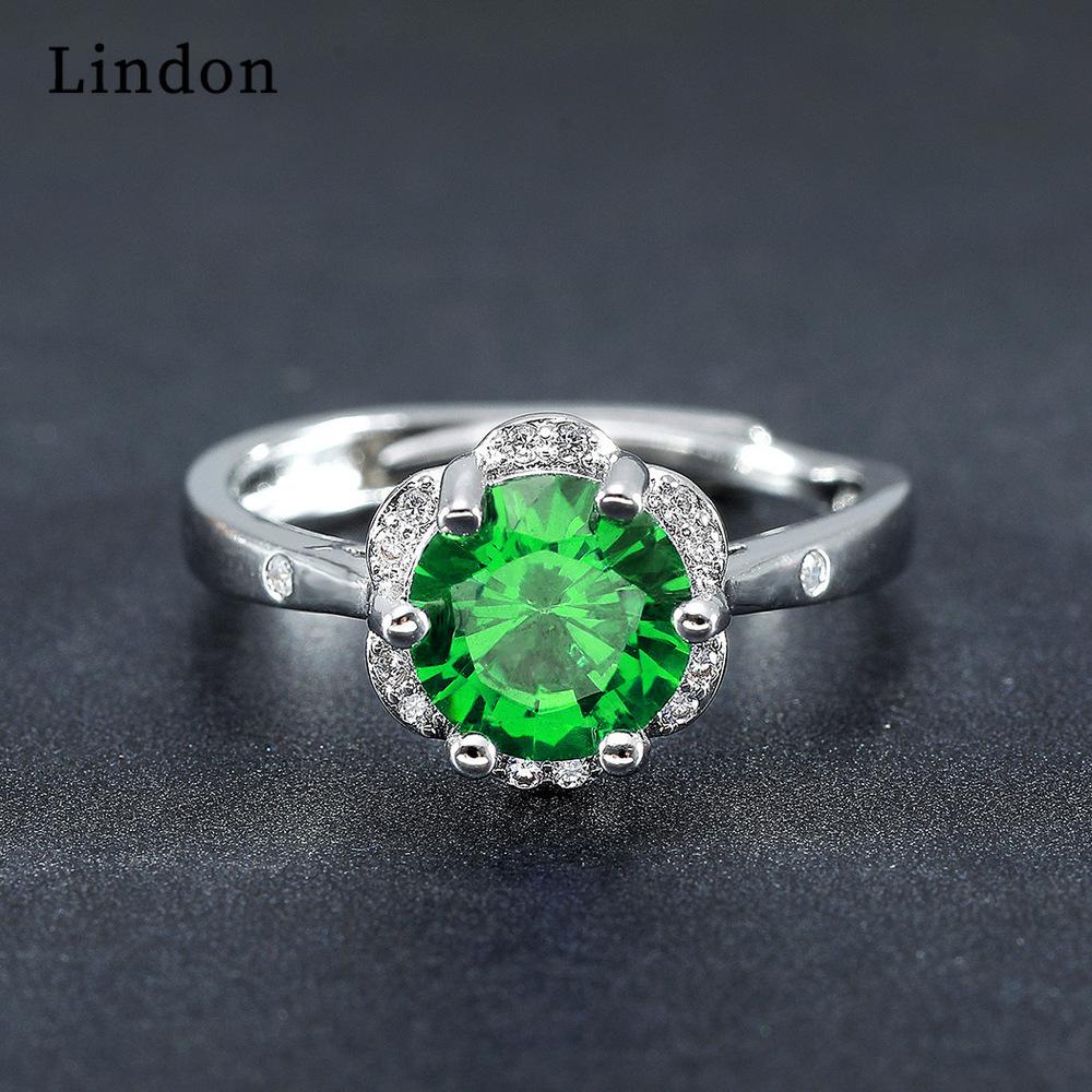 

Классическое кольцо Lindon из медного сплава с цирконием, женские ювелирные изделия, свадебный подарок для вечеринки зелёный