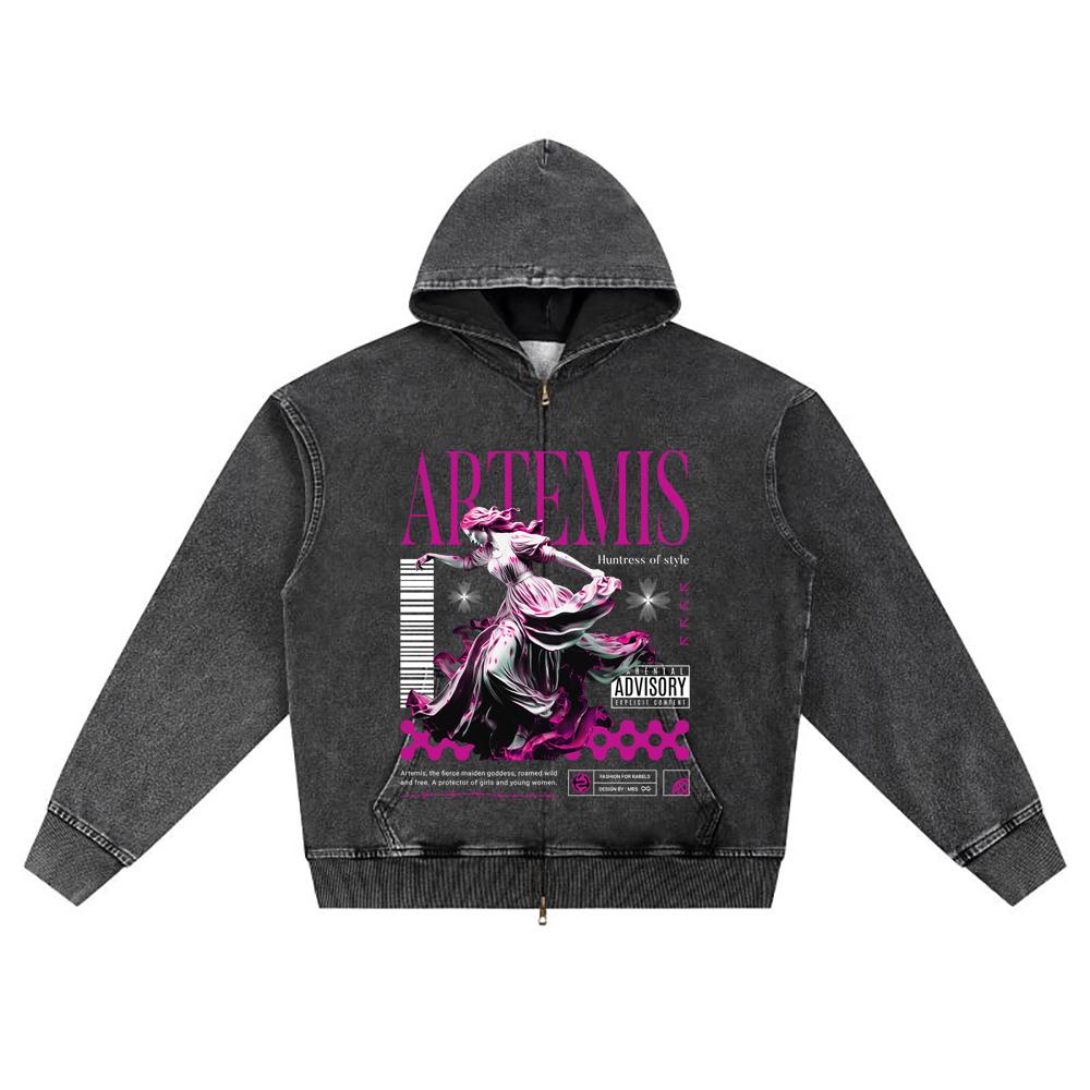 

DTG print Knitted Denim Zip-Up Hoodie Streatwear Brother Print Zipper Hoodies S