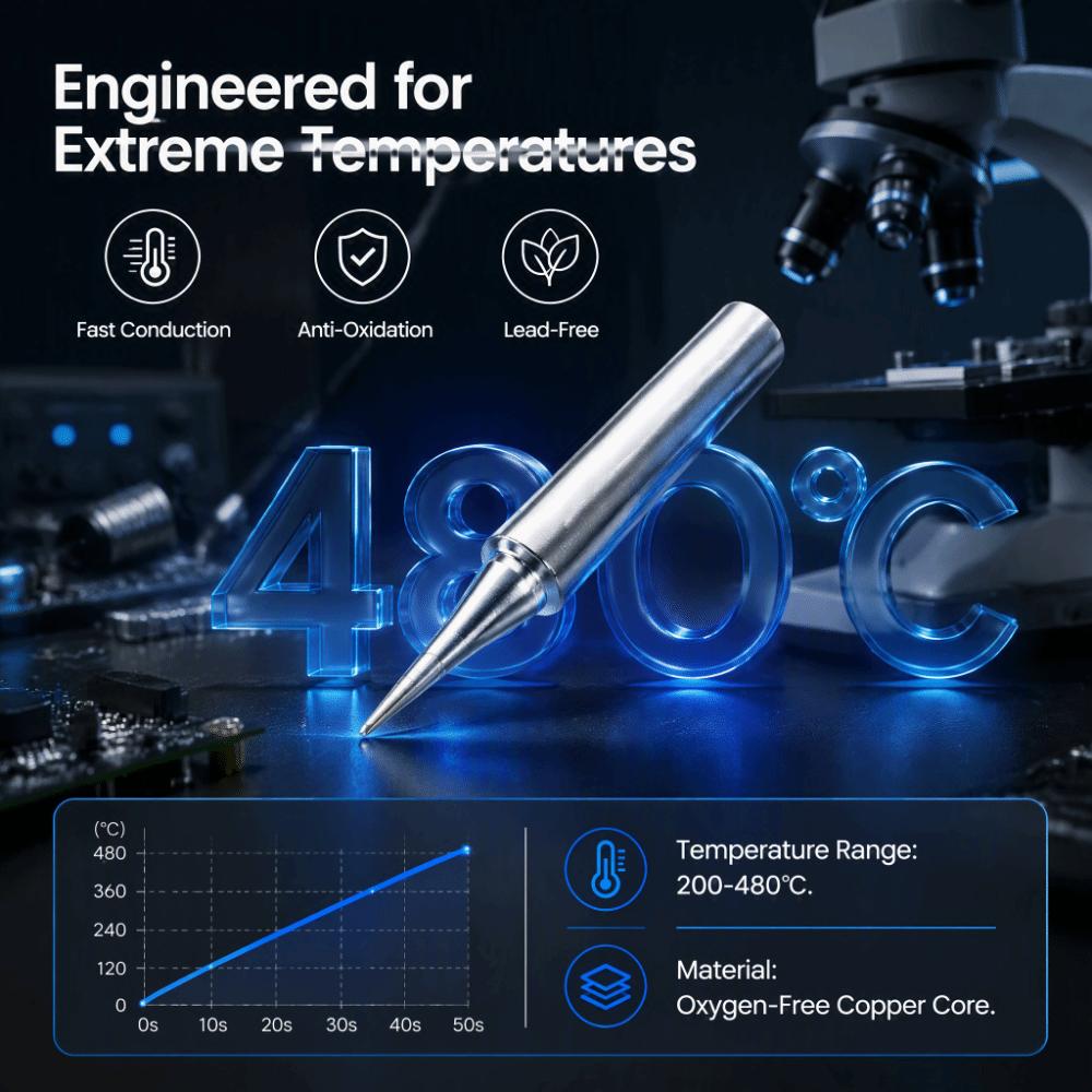 10PCS Silver Soldering Iron Tips 900M-T Series 900M Soldering Tips  For Soldering Rework Station