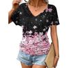 Dámské módní tričko s krátkým rukávem a výstřihem do V s 3D potiskem, letní pohodlné sportovní topy