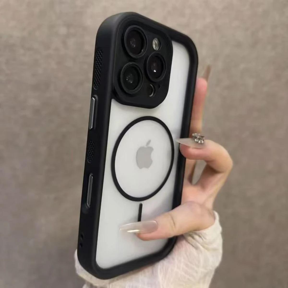 

Luxury Matte Magsafe Transparent Phone Case For iPhone 17 16 15 14 Plus 13 12 Pro Max 11 17Air Magnetic Shockproof Bumper Cover iPhone17 чёрный