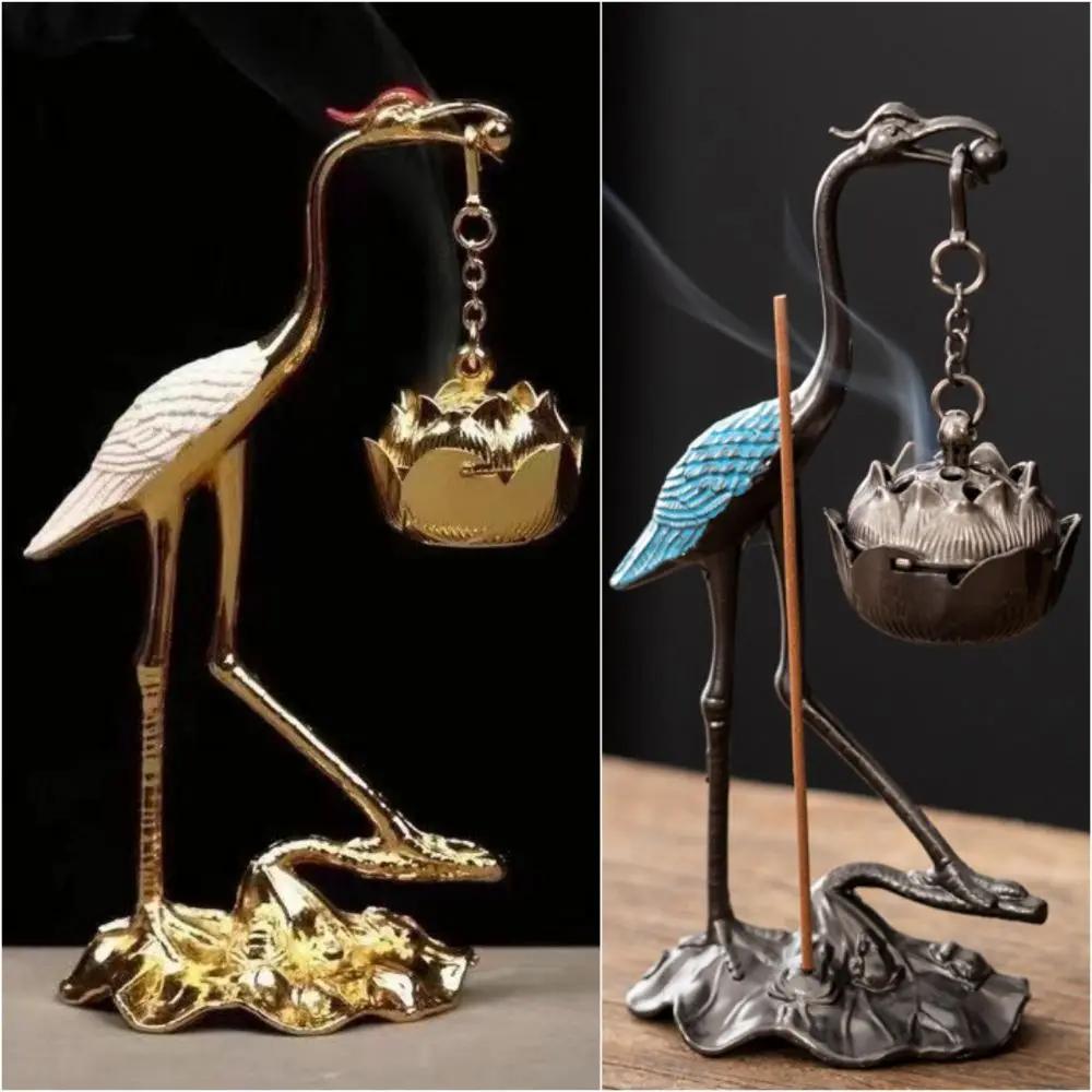 Chinese Style Incense Burner Zinc Alloy Red-crowned Crane Incense Holder Beautiful Design Accessories Incense Burning Gifts