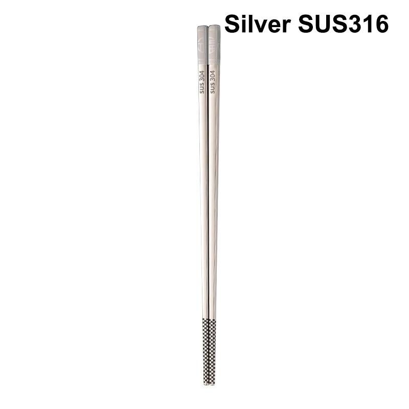 1 Pair Chinese Chopsticks 304/316Stainless Steel Non-Slip Sushi Chopstick Korean Japanese Food Metal Sticks Kitchen Tableware