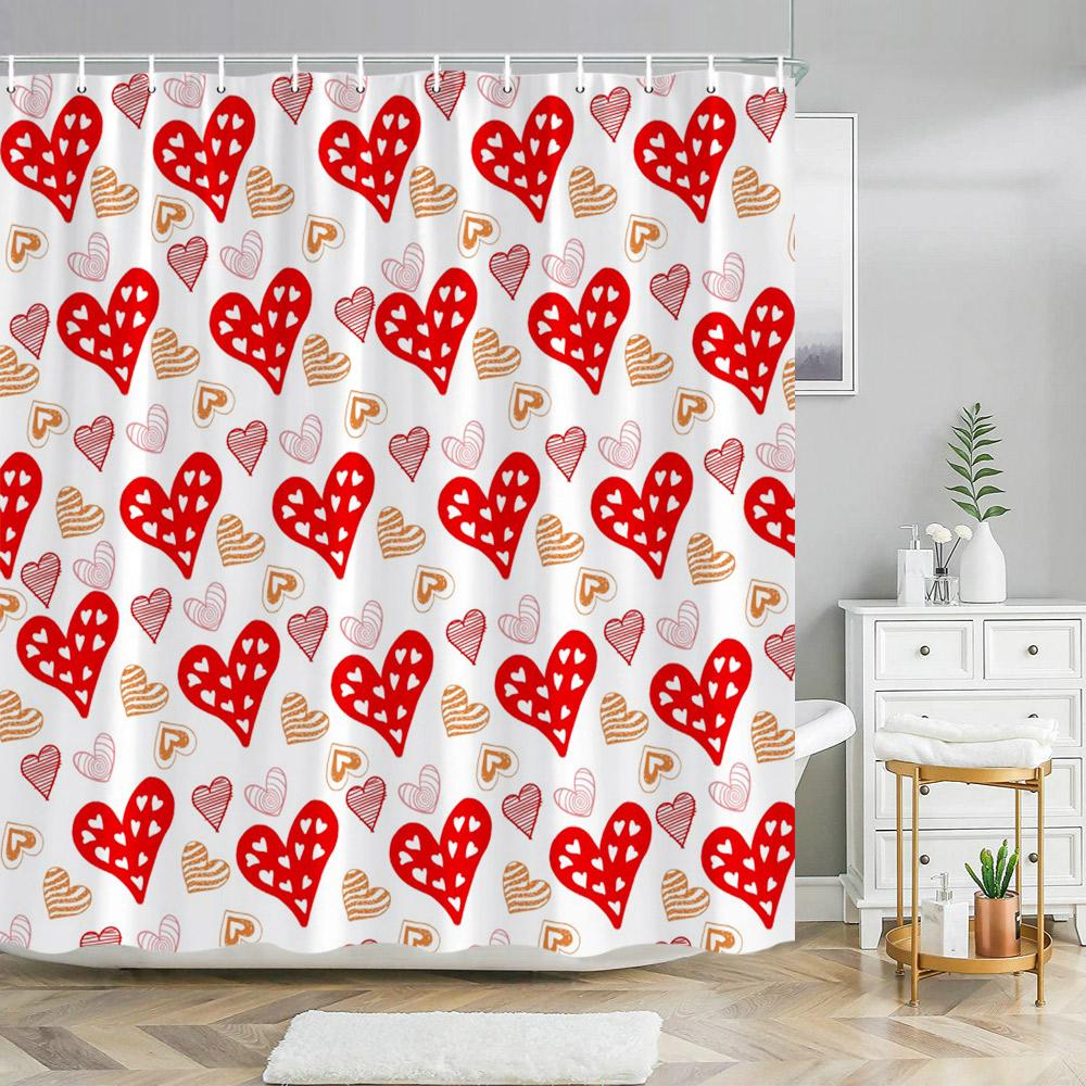 Paris Eiffel Tower Pink Shower Curtain Valentine's Day Flowers and Butterflies Polyester Washable Shower Curtains Bathroom Decor