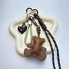 Yogodlns Cute PU Leather Bear Bag Pendant Bear Shape Cartoon Keychain Soft Stuffed Bag Charm Ornament Decoration