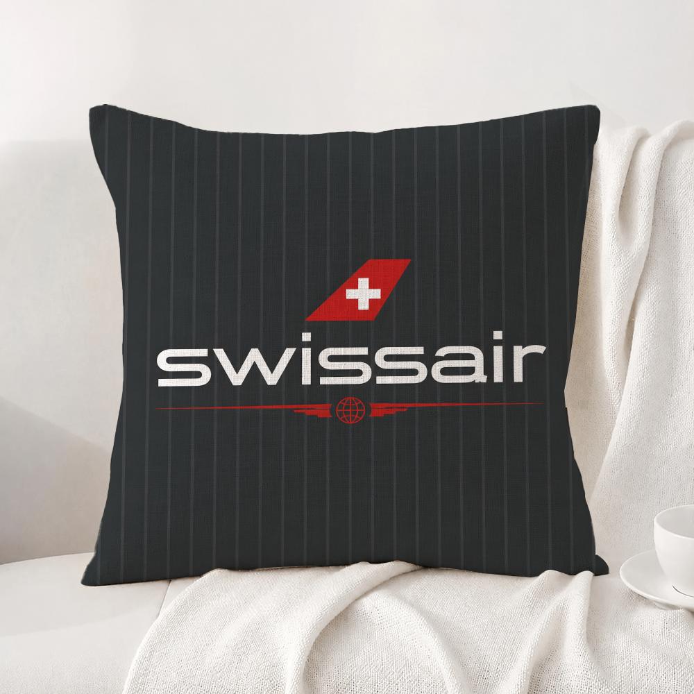 Marke Swissair Kissenbezug Natürlicher Leinen-Kissenbezug-Set All-in-One Dekor Kissenbezug für Sofa Schlafzimmer Stuhl