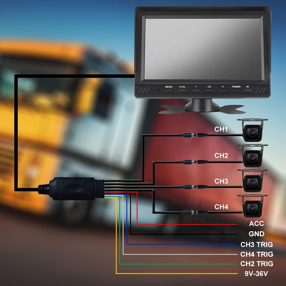OBEST 24V Backup Camera with IP68 Night Vision and a Single Cable for Heavy Passenger and Large Powered by a Cigarette Lighter Socket for Easy