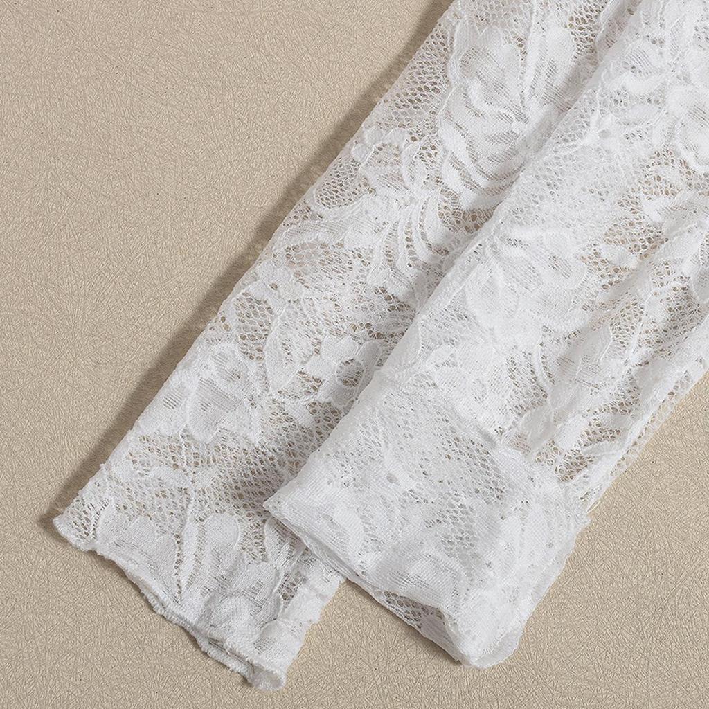 Haut Sexy en Dentelle Transparent à Manches Longues Coupe Ajustée Automne 2025 pour Femmes