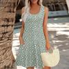 Women's Summer Floral High Waist Bohemian Dress Casual Hawaiian Flowing V Neck Holiday Dress