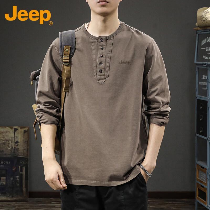 JEEP Men's Retro Henley Long-Sleeve T-Shirt