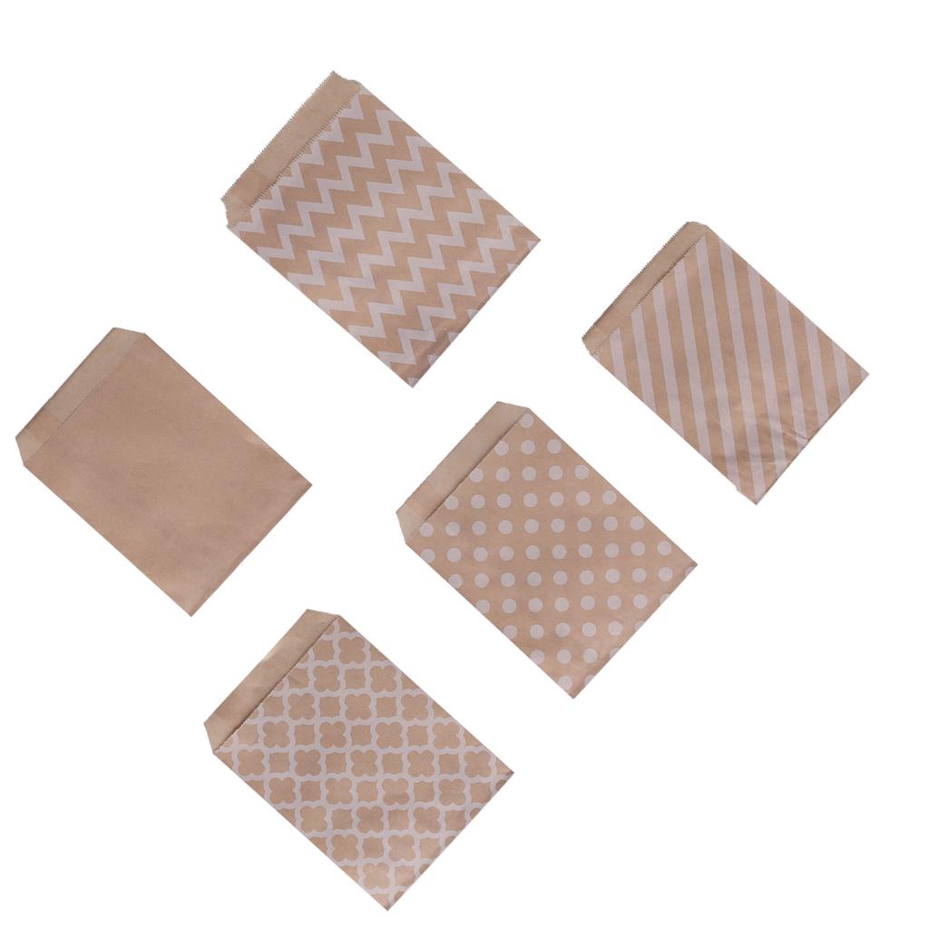 50 Stück Papier Süßigkeitstüten Einweg Sicher Dekorativ Lebensmittel Flach Kraft Gastgeschenktüten für Party