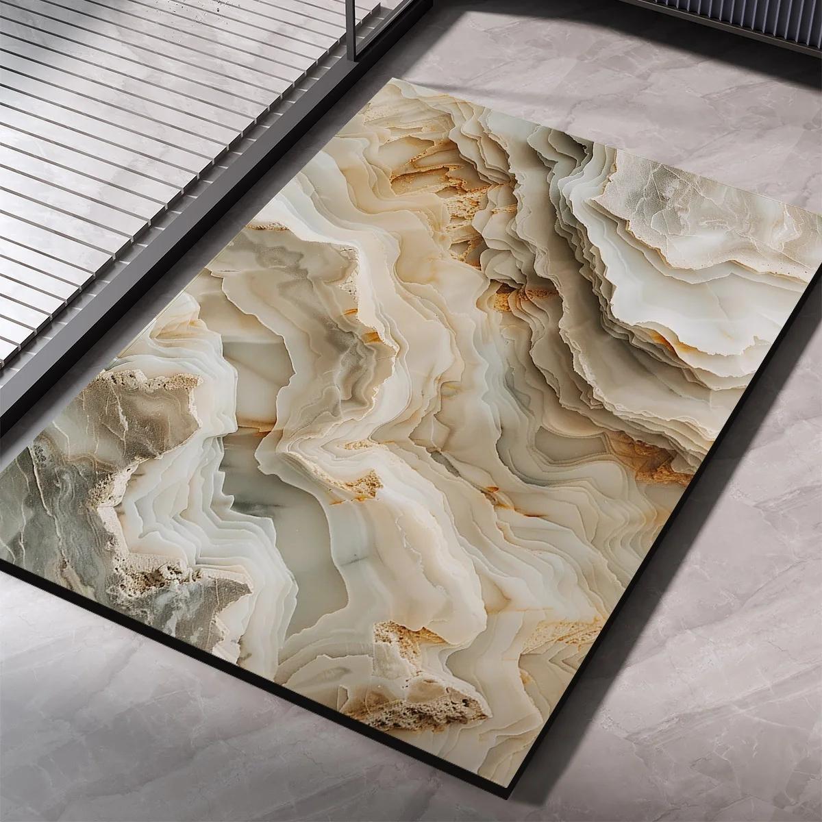 

Visual 3D Carpet Marble Pattern Bathroom Rug Entrances Non Slip Water Absorbing Door Pads Home Decoration 30x40cm