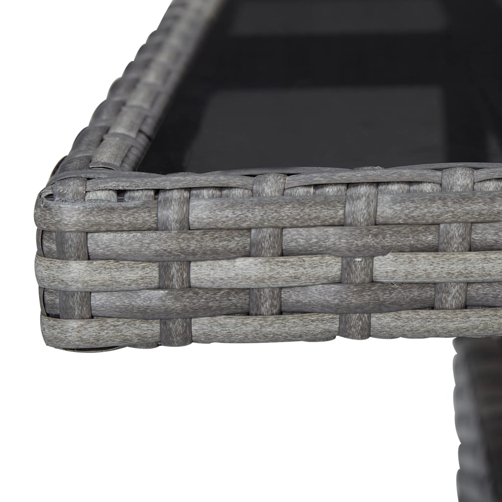 Garden Dining Table Grey Poly Rattan and Glass