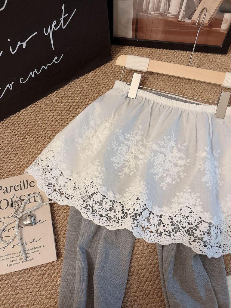 Autumn/Winter 2025 Shark Pants: Pure Cotton Lace Butt & Hip Cover Half Skirt Layer