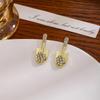 Personalized Diamond-Inlaid Spade Earrings, Silver Needle, Creative Design, Simple Fashionable Ear Studs for Women