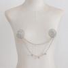Cache-tétons ronds en strass avec chaîne - Bijoux de corps sexy européens/américains sans piercing