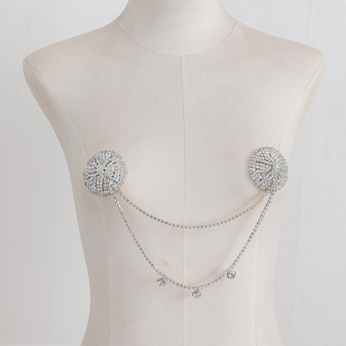 

Стразы Круглые Наклейки на Соски Цепочка - Без Пирсинга Сексуальные Европейские/Американские Украшения для Тела золотой