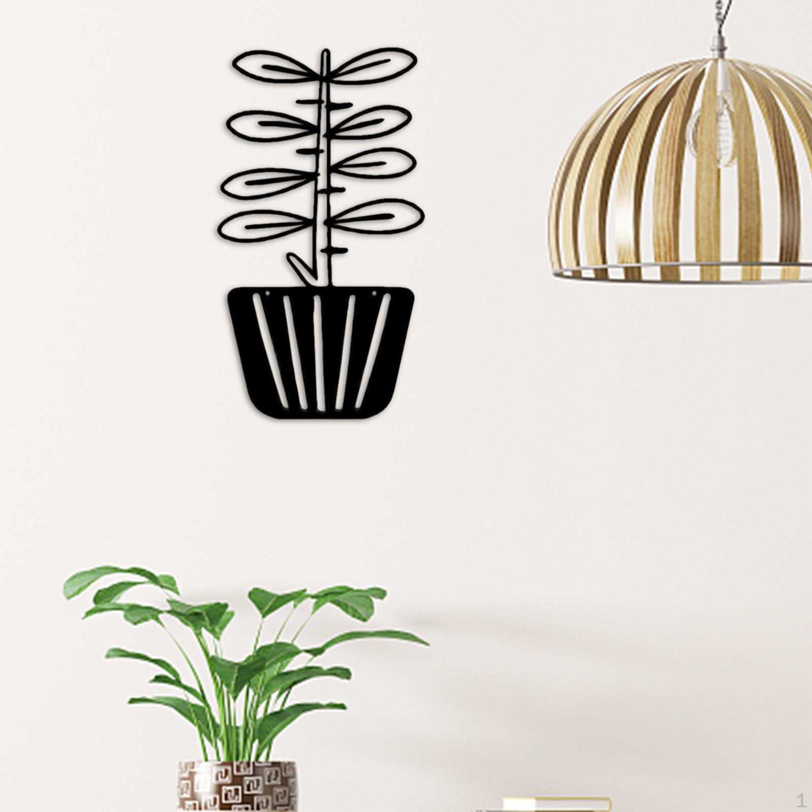 

Creative Hanging Ornament of Plant Metal Wall Art for Living Room and Bathroom Decor Style E