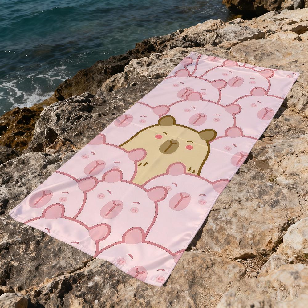 Cute C-capybara Towel Large Quick-Drying Microfiber soft Beach Towel for Travel Fitness Sauna Bathing Camping