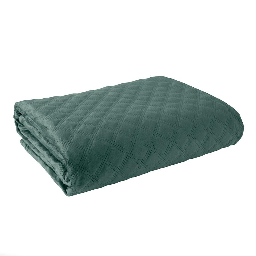 VELVI Emerald Green Decorative Bedspread 170x210cm - Velvet Elegance In Your Bedroom