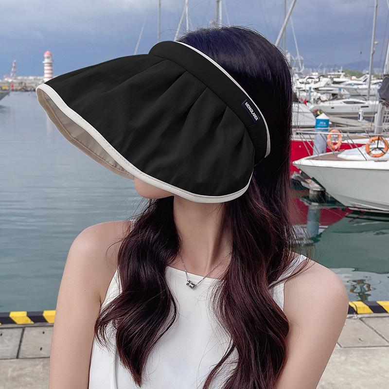 

Sunscreen hat women s summer UV protection headband breathable sun hat sun hat riding face cover shell empty top hat One Size
