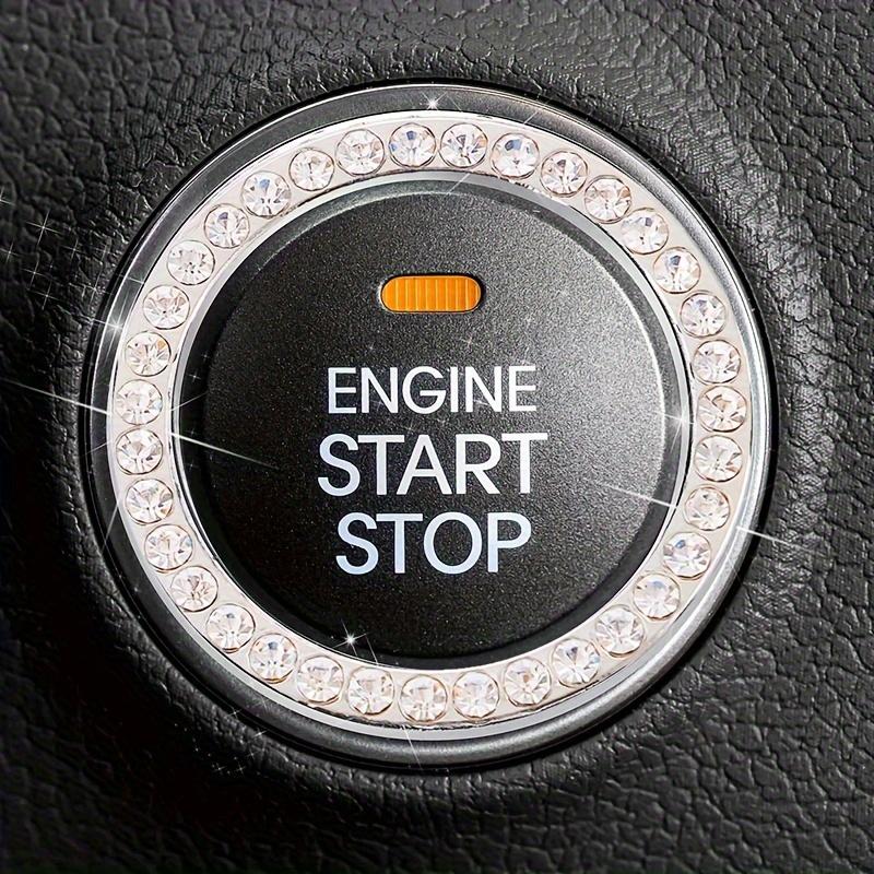 1PC One click start logo decoration ring, car mounted diamond crystal button, ignition ring decoration ring