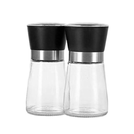 2Pcs Pepper And Salt Grinder Refillable Stainless Steel Mill with Adjustable Coarseness Manual Spice Grinder for Kitchen Home Restaurant