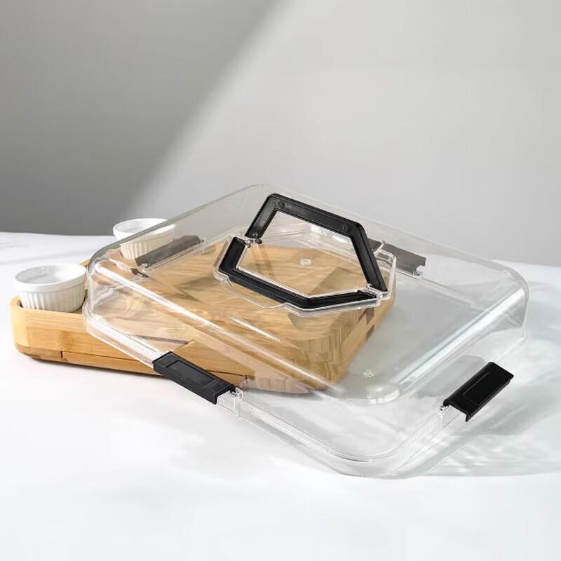 Placă de brânzeturi pătrată creativă din bambus cu sertar extensibil