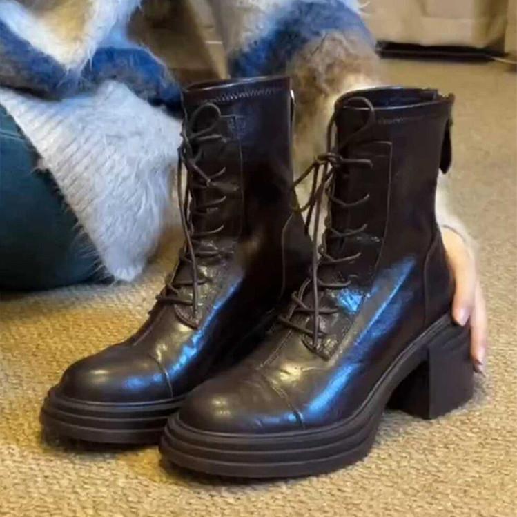Thick-soled Martin Boots Women's New 2026 Autumn and Winter Heightening Retro British Short Boots