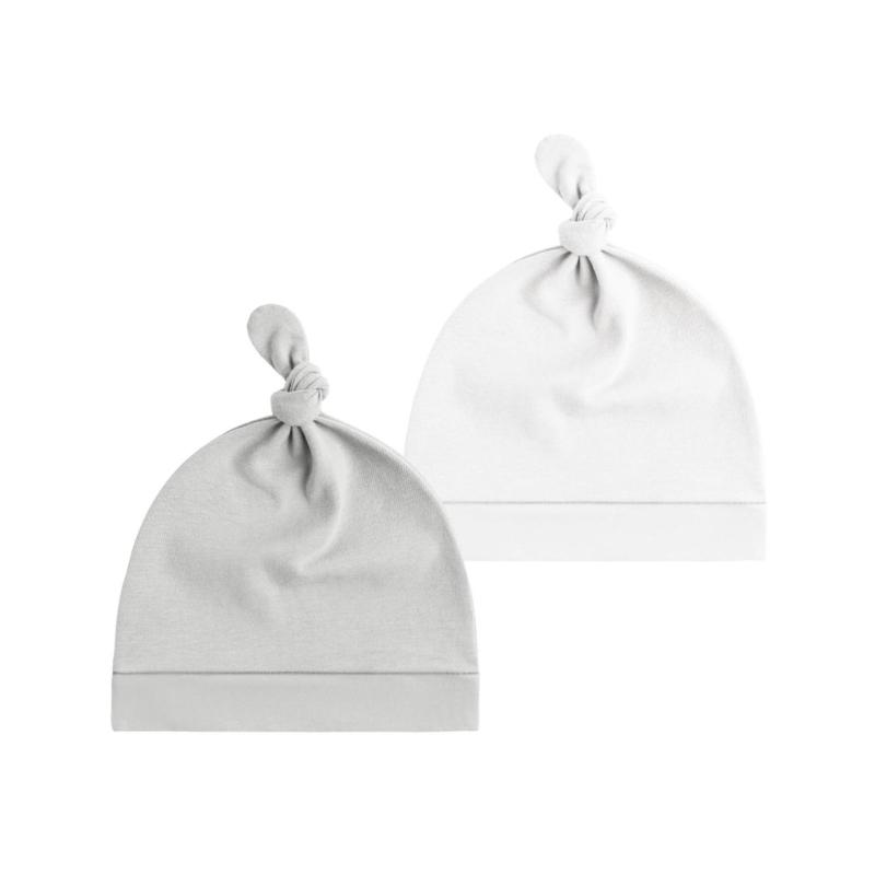 

2pcs Baby Bonnet Hat Cotton Comfortable Newborns Fetal Caps Fashionable Knotted Hat Elastic Bonnet Trendy Headwear